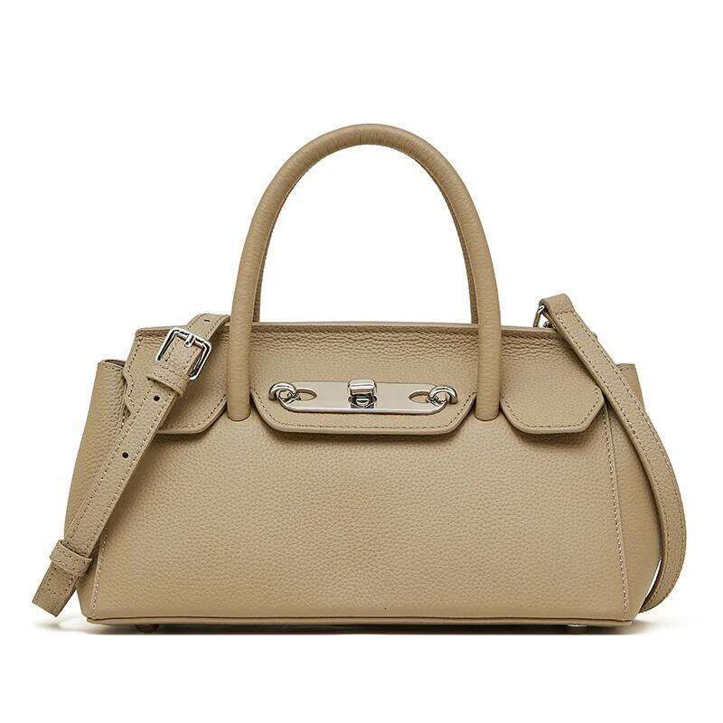 Genuine Leather First Layer Cowhide Boston Women's 2025 New Commuter Versatile Bowling Shoulder Niche Crossbody Hand Bag