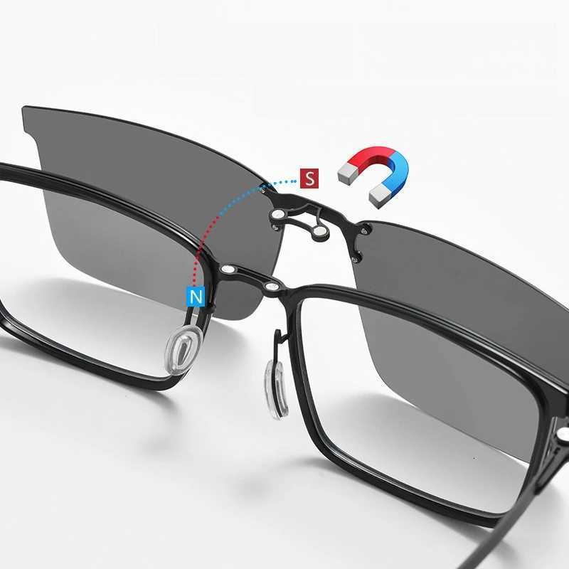 Magnetic sleeve glasses mens myopia sunglasses ultralight TR aluminum magnesium frame antiultraviolet polarized lightW251023