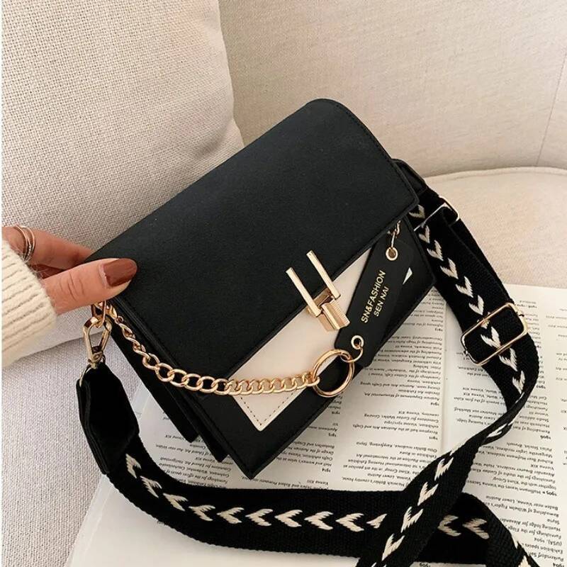 Autumn and winter new luxury handbag designer bag women's shoulder bag fashionable frosted fabric matte contrasting small square bag