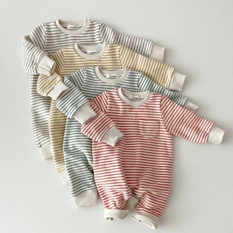 Spring Baby Striped Romper Boys Girls Simple Striped Casual Jumpsuit born Cotton Infant Toddler Clothes 024M 251023