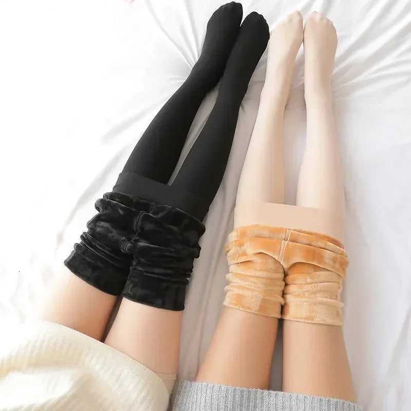 Women Thermal Stockings Winter Warm Elastic Slim Fleece Tights Pantyhose Thicken Plush High Waist Leggings Stocking PantsT251023
