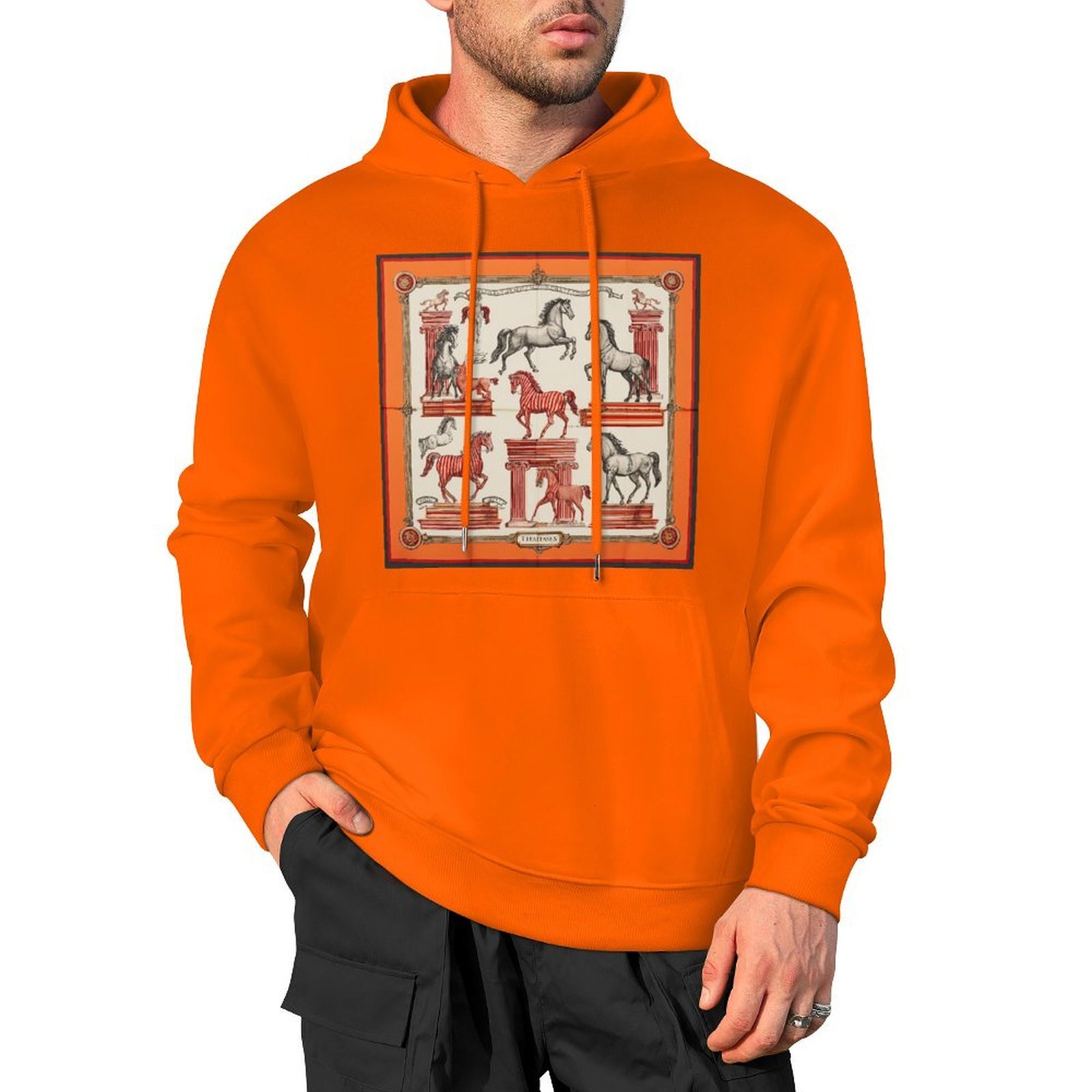 H Designer Fall Winter Hoodie Luxury Horse Print Design Unisex Long Sleeve Streetwear Hip Hop Oversized Fit Hoodie Men's Fashion Apparel H31