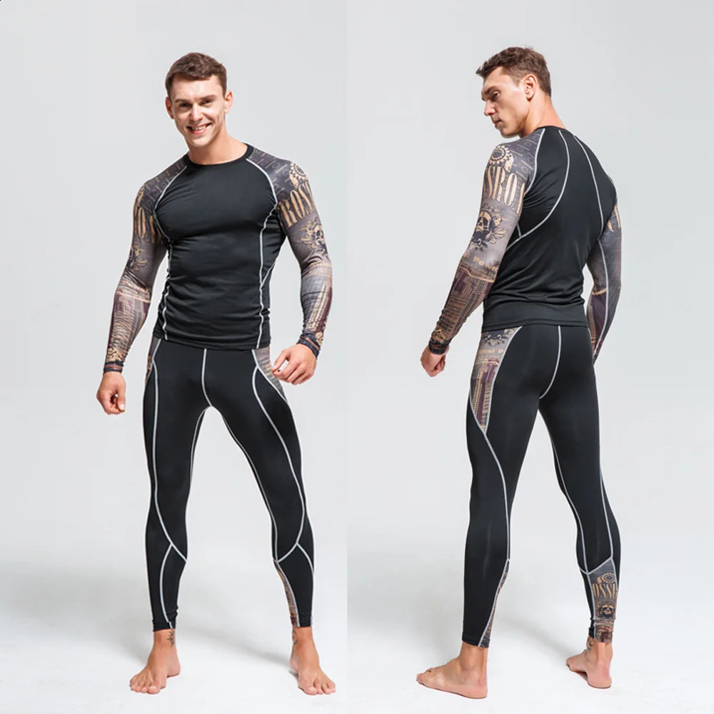 Mens Thermal underwear Set MMA Tactics Fitness leggings base Compression Sports suit Long Johns Men Clothing 251023