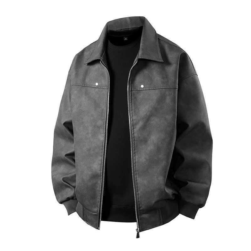 Men Fashion Trend Autumn Winter Outdoor Highquality Imitation Leather Jacket Comfortable Stand Up Collar Handsome Leather Jacket W251023