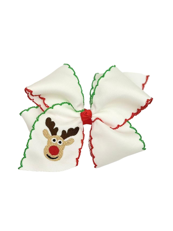 Christmas Hair Clip Cartoon Hair Accessory Elk Embroidery Santa Claus Hair Bow Clip Moonstitch Edge Ribbon Hair Pins for Girls MA126