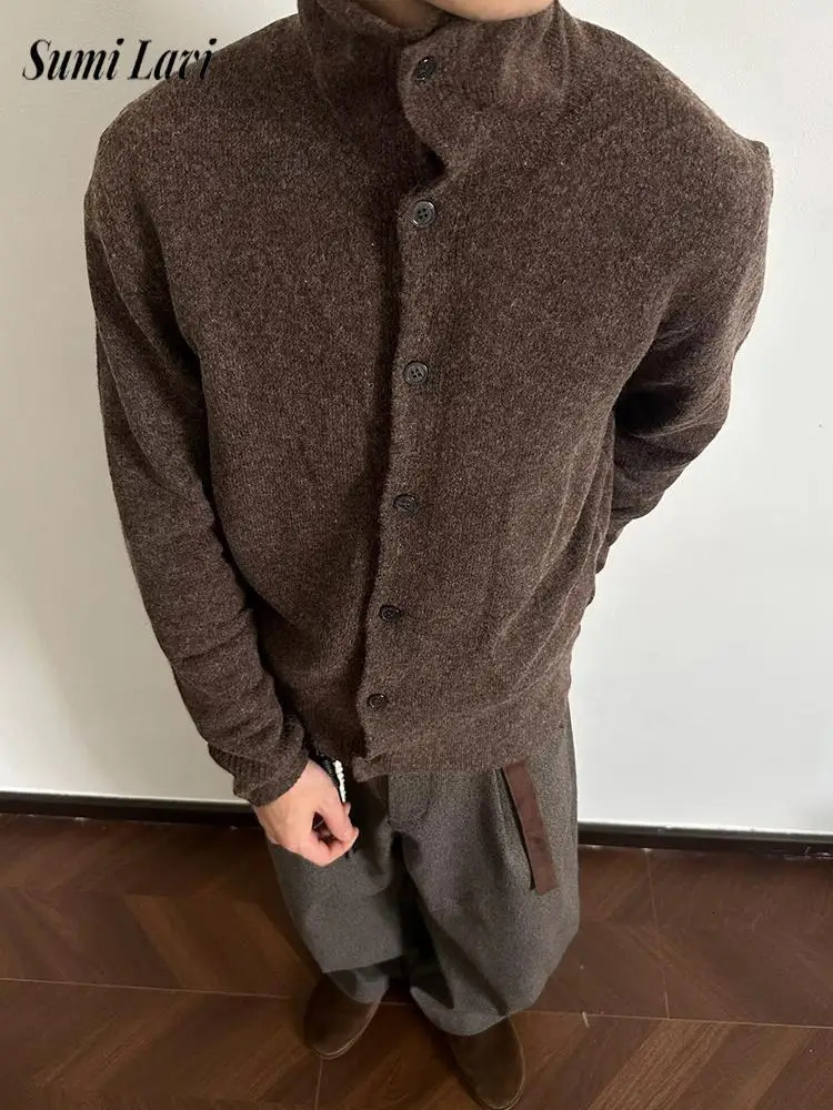 Knitwear Mens Casual Shirts Fall Winter Daily Leisure Buttoned Lapel Knit Cardigan Tops Men Clothing Vintage Slim Knitted Shirt 251016