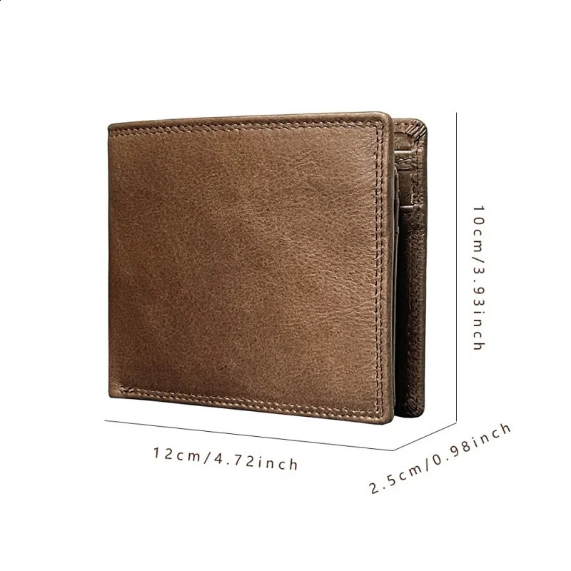 MultiFunctional First Layer Cowhide Mens Wallet Retro Horizontal Zipper Change Credit Card Position Mens RealLeather Bag251023