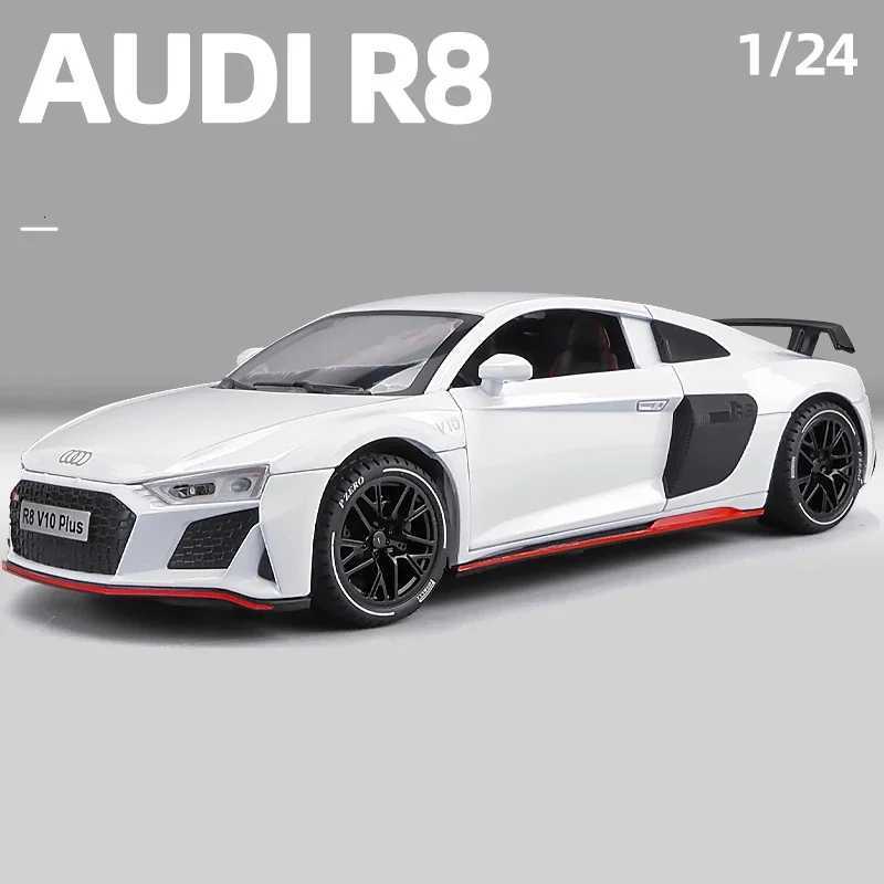124 Audi R8 V10 Plus Sports Car Model Simulation Alloy Super Toy Car Kids Boy Gift Collection Miniature Car Toys Pull BackT251023