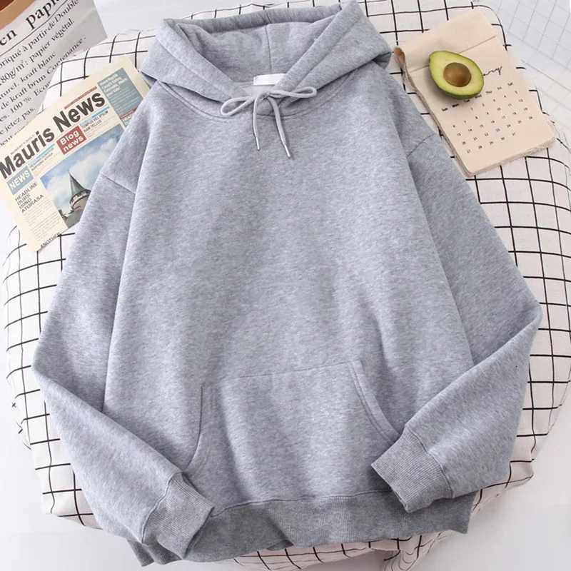 Autumn casual womens solid color hoodie comfortable stretch sports shirt loose pocket warm clothes fashionable street mensT251023