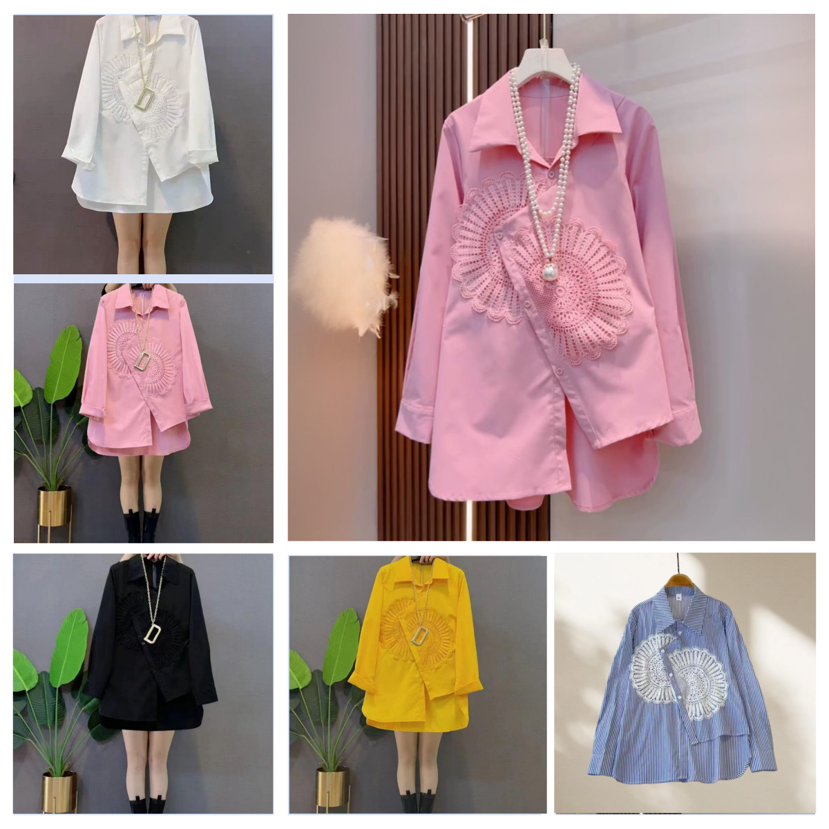 Women's Blouses Shirt 2025 Fashion Spring Irregular The Design Sense Of Beaded Lace Trim Makes You Look Younger And More Pure In Pink Stylish Versatile Chic Top