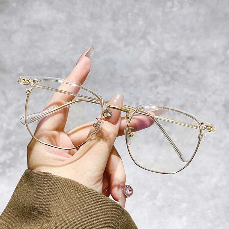 New Fashion Eyebrow Artistic Women Half Frame Myopia Can Be Equipped with Prescription Astigmatism Face Slimming Anti Blue Light Glasses