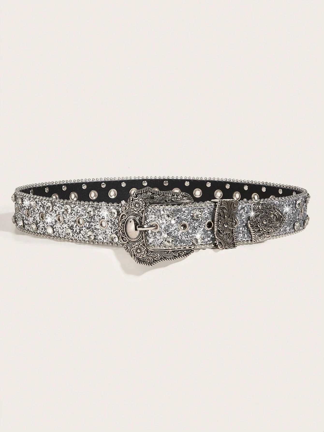 1pc mens silver western style diamond Y2K metal style mens belt for four seasons commuting and allmatch jeans accessoriesXJ251023