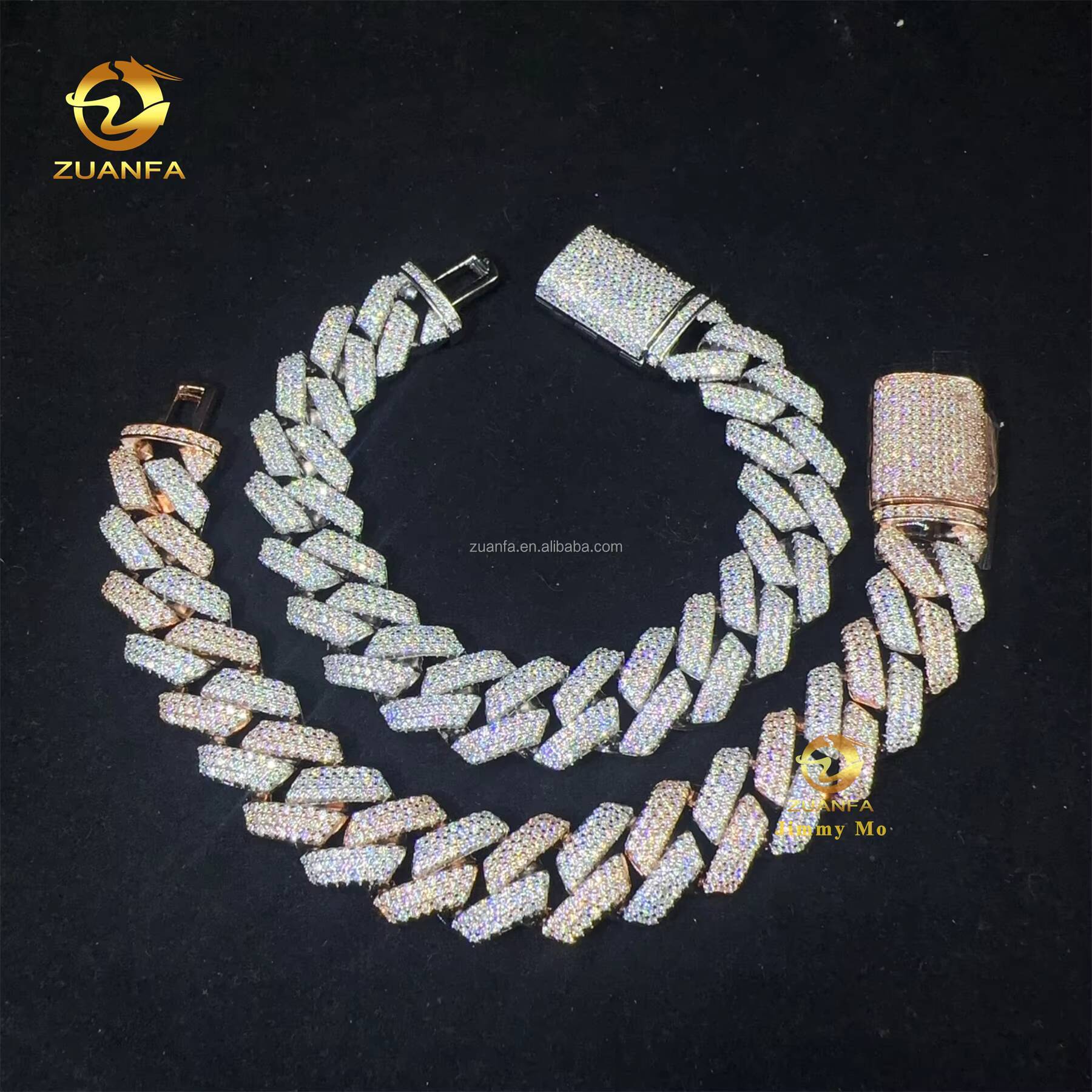 New Arrivals 15mm White Gold Two Tone Color Jewelry Luxury Man Style Hip Hop S925 Moissanite Diamond Miami Cuban Link Bracelet