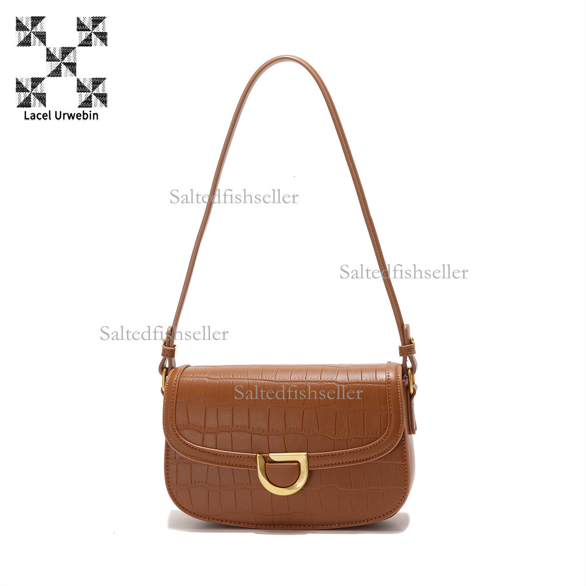 Lacel Urwebin Designer Luxury Women's Handbag Fashion New Stone Pattern Metal Magnetic Buckle Saddle Bag Versatile French Underarm Single Shoulde