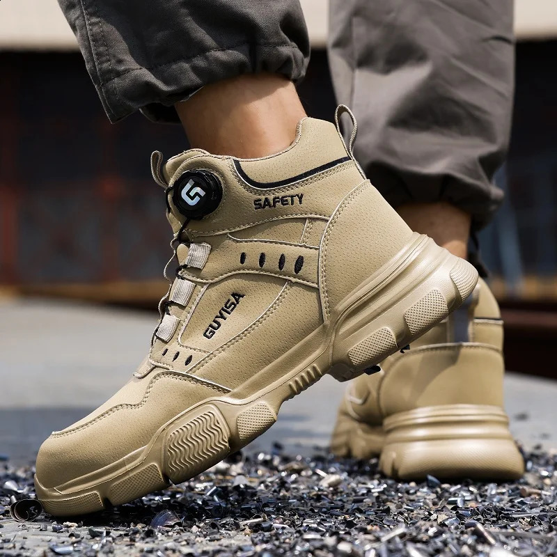 Rotating Button Men Boots Antismash Anti Puncture Safety Shoes Men Work Boots Steel Toe Shoes Security Indestructible Shoes 251021