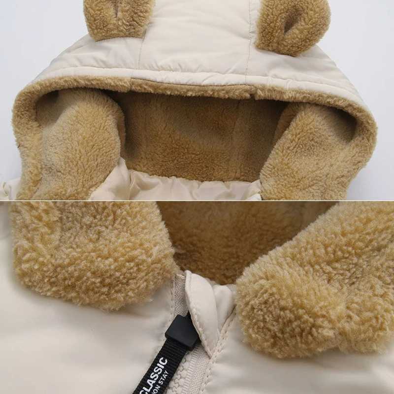 Boys Girls Down Coats Children Autumn Winter Warm Outerwear Kids Hooded Lamb Fleece Down Jackets Baby Casual Thicken Clothes Y251023