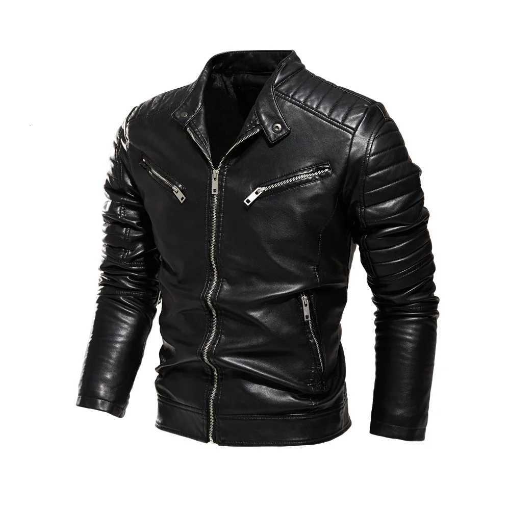 High Quality Mens Brand PU Leather Jacket Fleece Men Slim Fit Leather Coat Men Fashion Leather Jacket Male PU Leather Jackets W251023