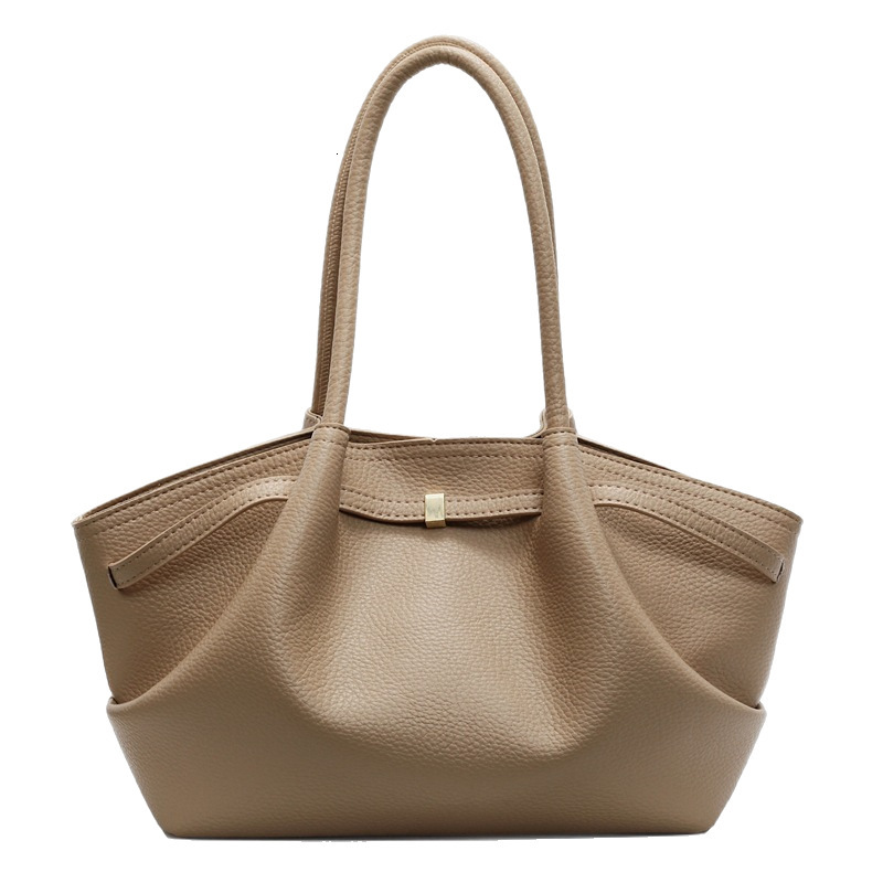 Luxury Brand Designer Bag Light Luxury Lychee Pattern Handheld Tote Bag For Women 2025 Summer Large Capacity Niche Pleated Shoulder Underarm Bag