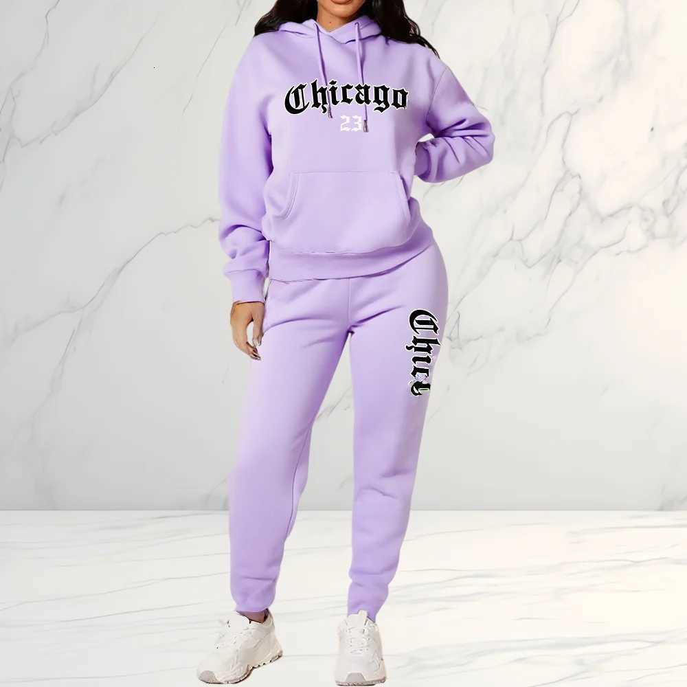 2025 Womens Letter Print Hoodie Pants 2 Piece Set Casual Sportswear Tracksuit for Streetwear Fashion and Daily OuterwearT251022