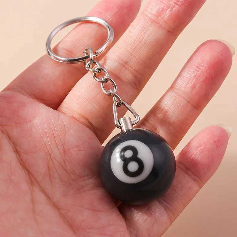 Fashion Creative Billiard Pool Keychain Table Ball Key Ring Lucky Black No8 Key Chain 25mm Resin Ball Jewelry Gift Z251023