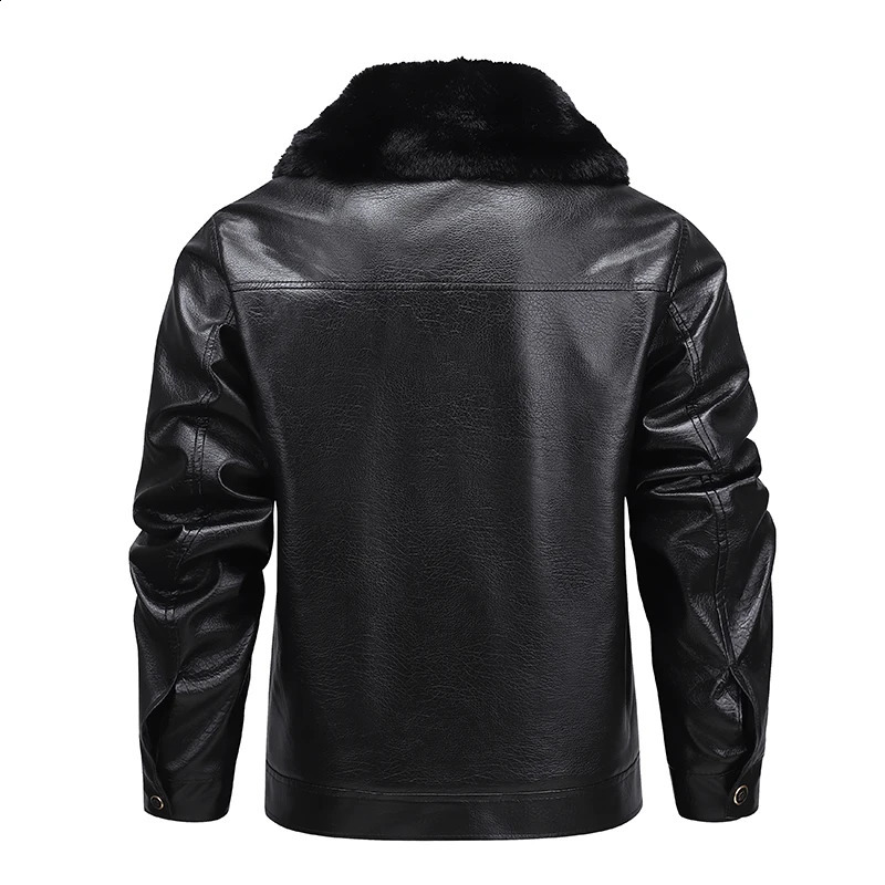 YJKVUR Mens FleeceLined Warm Faux Leather Jacket Waterproof Windproof Autumn Winter Arrival Man Motorcycle Stylish Coat 251023