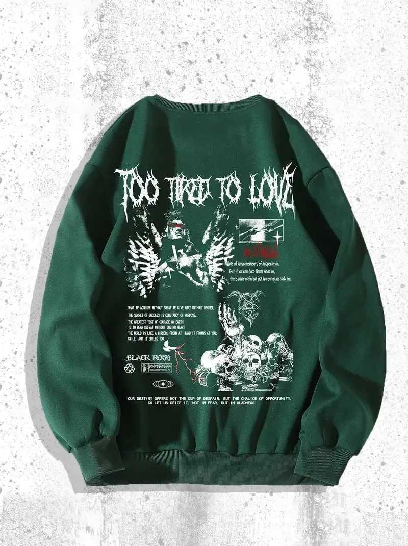 The new mens roundneck hoodie for Spring and Autumn 2025 features a casual and comfortable 3D pattern print on the streetT251023