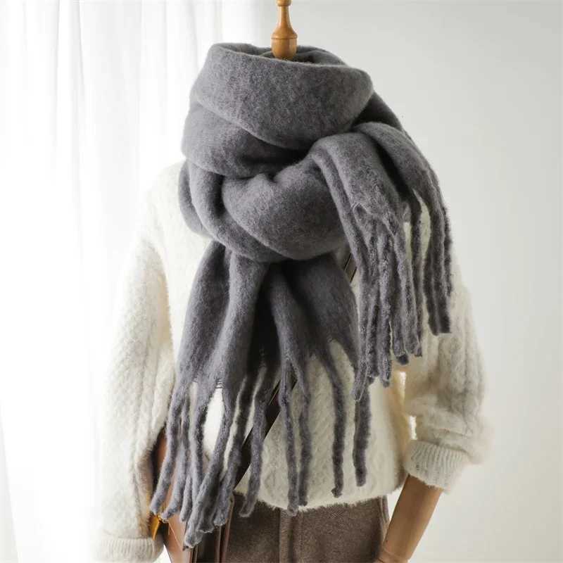 Winter Scarf for Women Cashmere Warm Solid Blanket Wraps Female Thick Soft Bufanda Big Tassel Shawl Long Poncho Echarpe J2511131