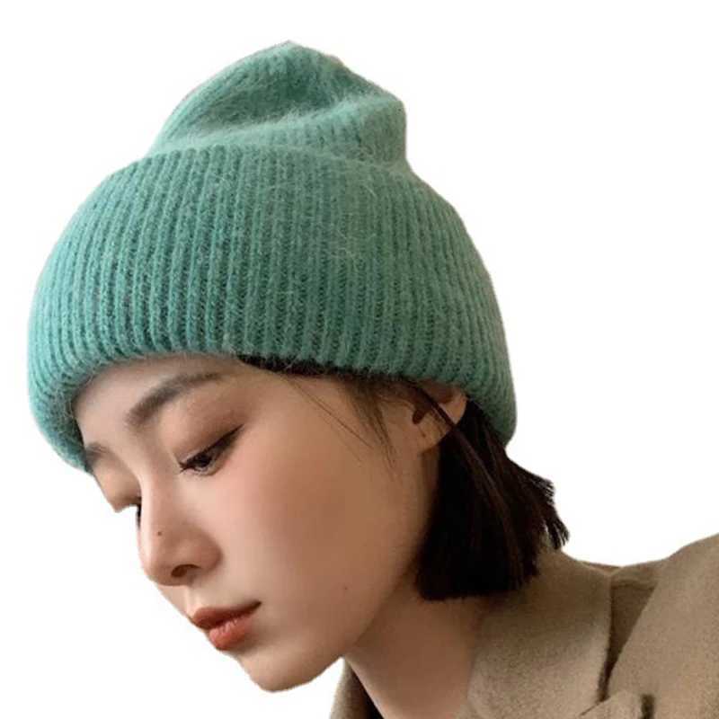 Rabbit Fur Beanies Soft Warm Fluffy Winter Hat for Women Angora Knitted Hat Skullies Beanies Female Bonnet Woman Knit CapXJ251023