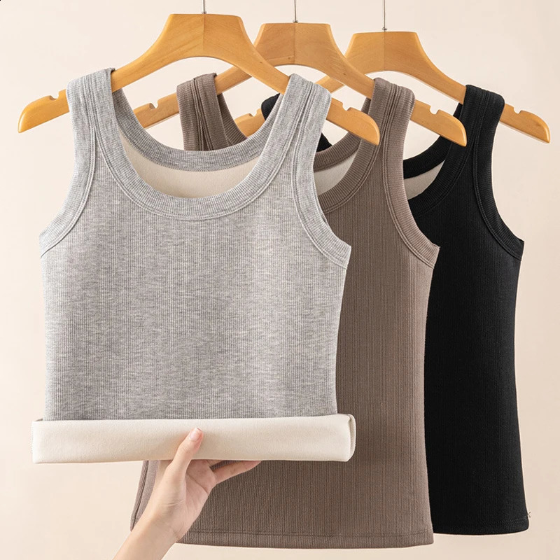 For 40100kg Autumn Winter Plus Size Hyaluronic Acid Thermal Vest For Women Fleece Lined Thickened Women Underwear Tank Tops 251023