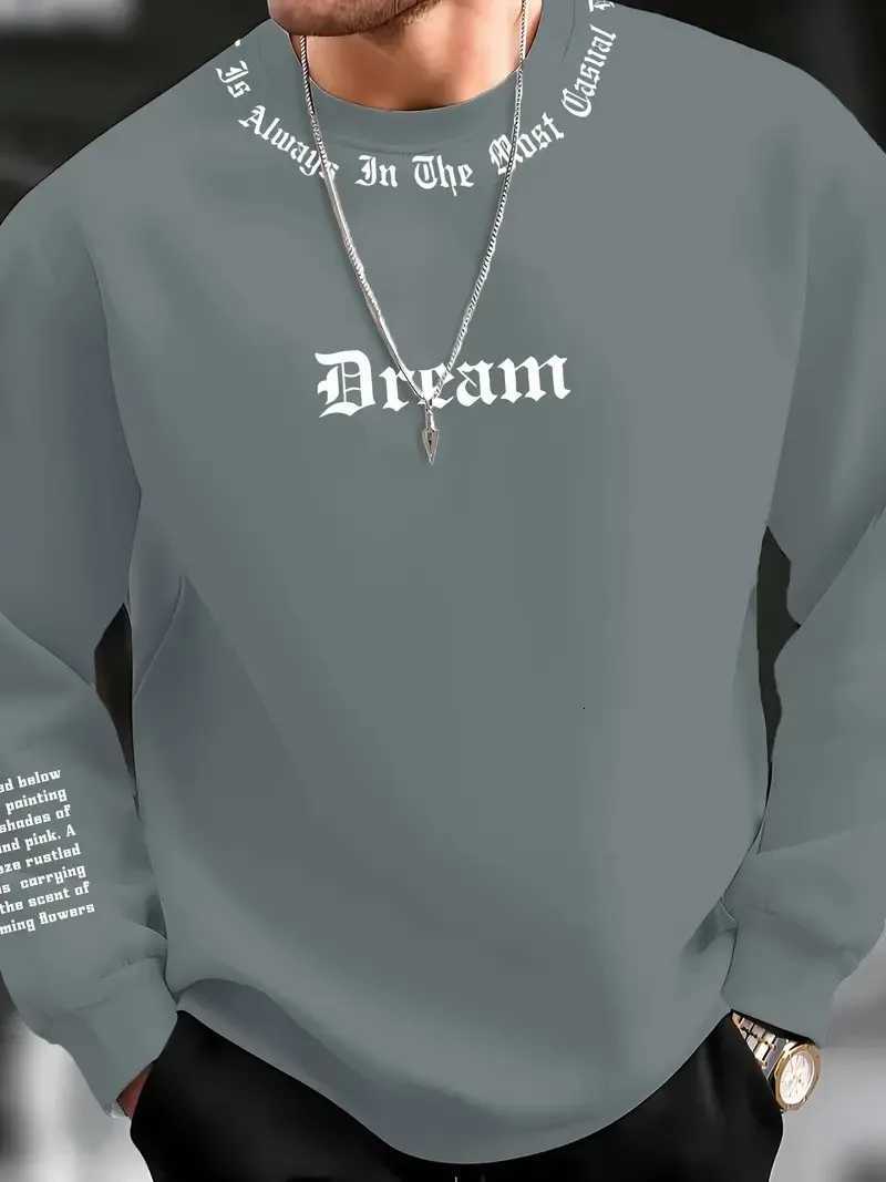 The new mens roundneck hoodie for Spring and Autumn 2025 features a casual and comfortable 3D letter print on the streetT251023