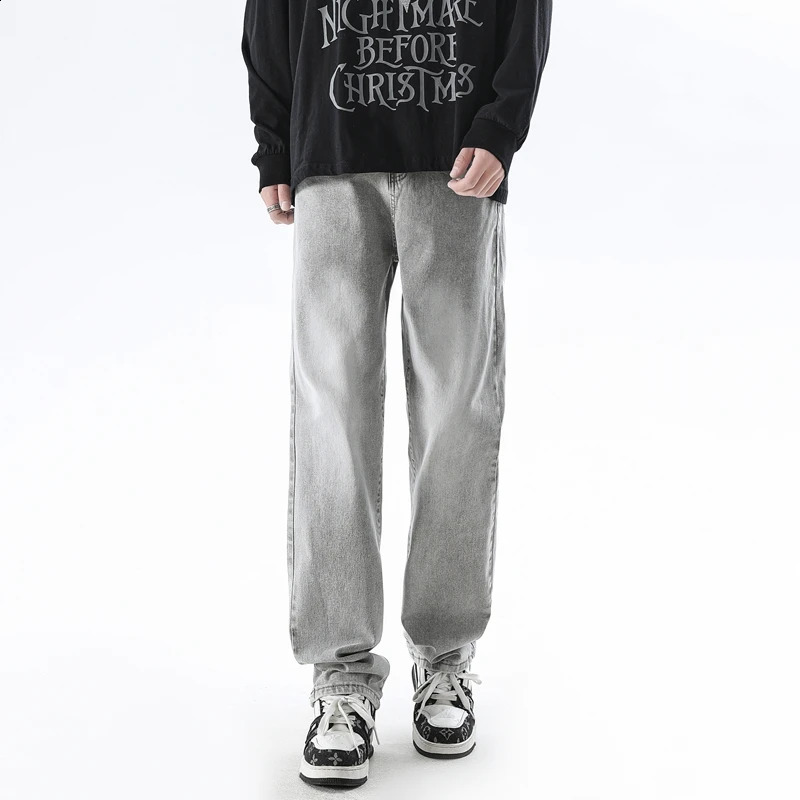 Autumn white loose wide leg baggy pants Men grey deni mens oversize y2k black big boys jeans for man washed straight brown 251018