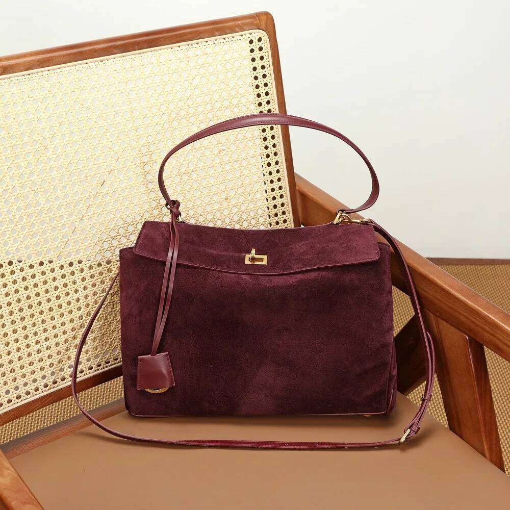 Autumn and Winter New Suede Retro Matte Cowhide High-end Sense Large-capacity Tote Versatile Commuter Leather Bag Women