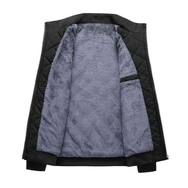 Autumn Winter Bomber Jacket Men Diamond Pattern Fleece Lined Casual Jacket Men Fashion Clothing 2023 Brand New Slim Fit Coat W251023