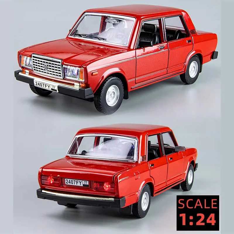 124 Scale Russia LADA SEDAN Alloy Diecast Classic Car Model Retro Sound Light Pull Back Kid Gift Collect Ornament RecommendedT251023
