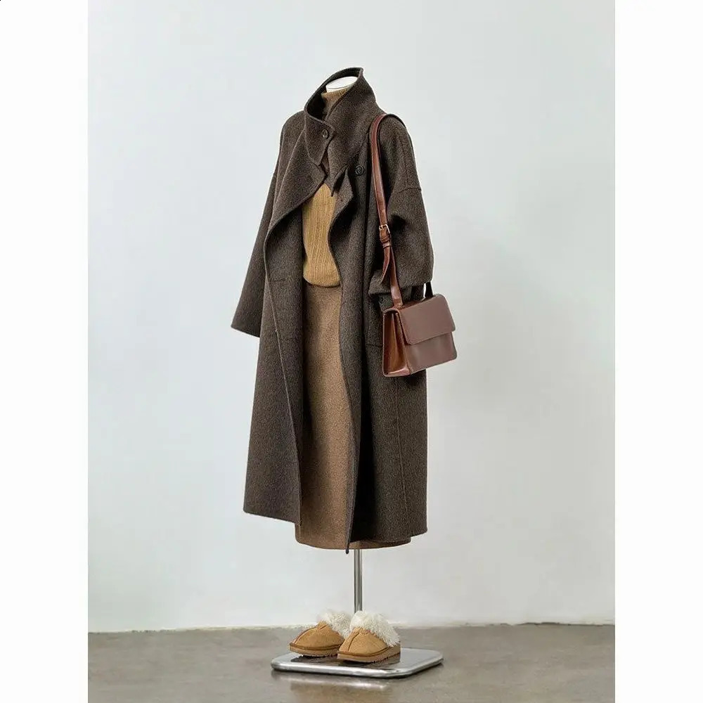 Fashion DoubleSided Cashmere Coat For Women In Autumn And Winter Hepburn Style Woolen Long 251021