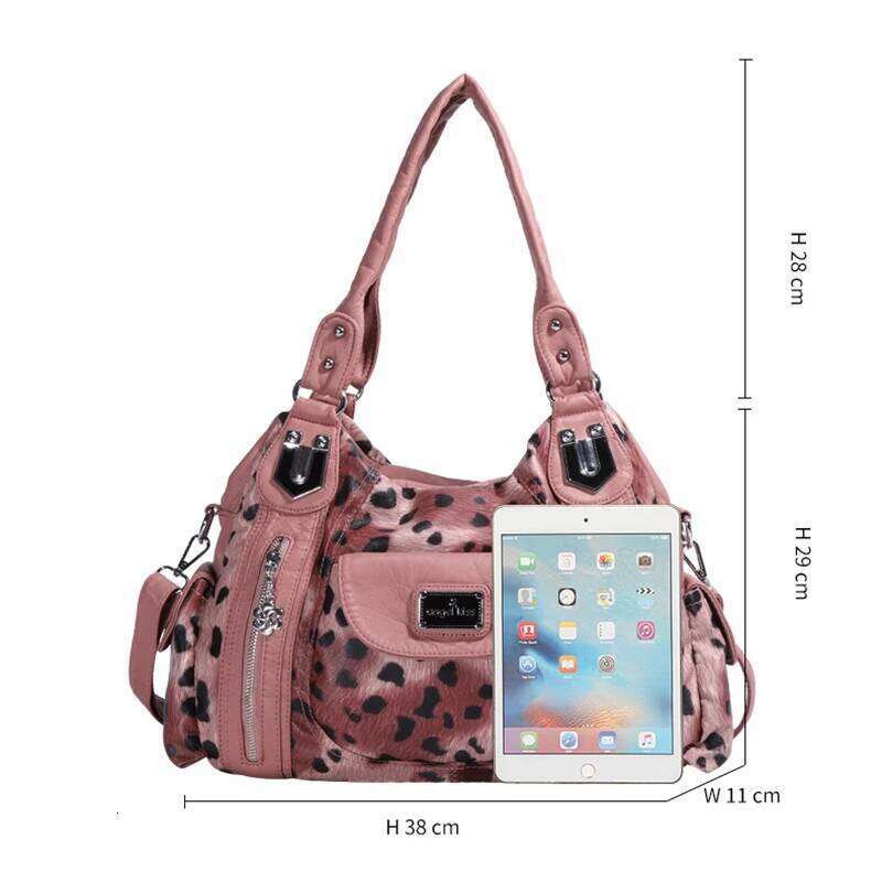 Women Soft Leather Handbags Large Capacity Shoulder Multi-pocket Shopping Crossbody Bag Fashion Leopard Tote Bags