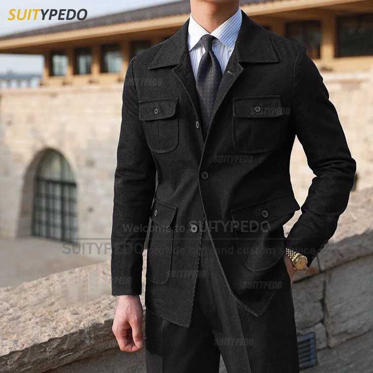New Denim Jacket For Men Fashion Banquet Custom Slim Fit High Quality Costumes Daily Activities Casual Male Coat One Blazer W251023
