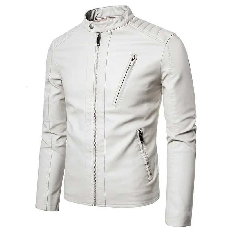 Men Stand Collar Moto Leather Jackets Slim Fit Leather Coats High Quality Male Fashion Spring Autumn Casual Leather Jackets 5XL W251023
