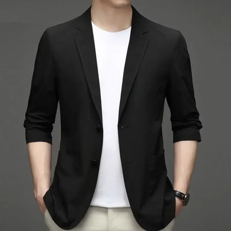 Casual Business Fashion Suit Jacket Autumn Slim Fit Western Style Mens Clothes For Middleaged Men Smooths Silhouette 251023