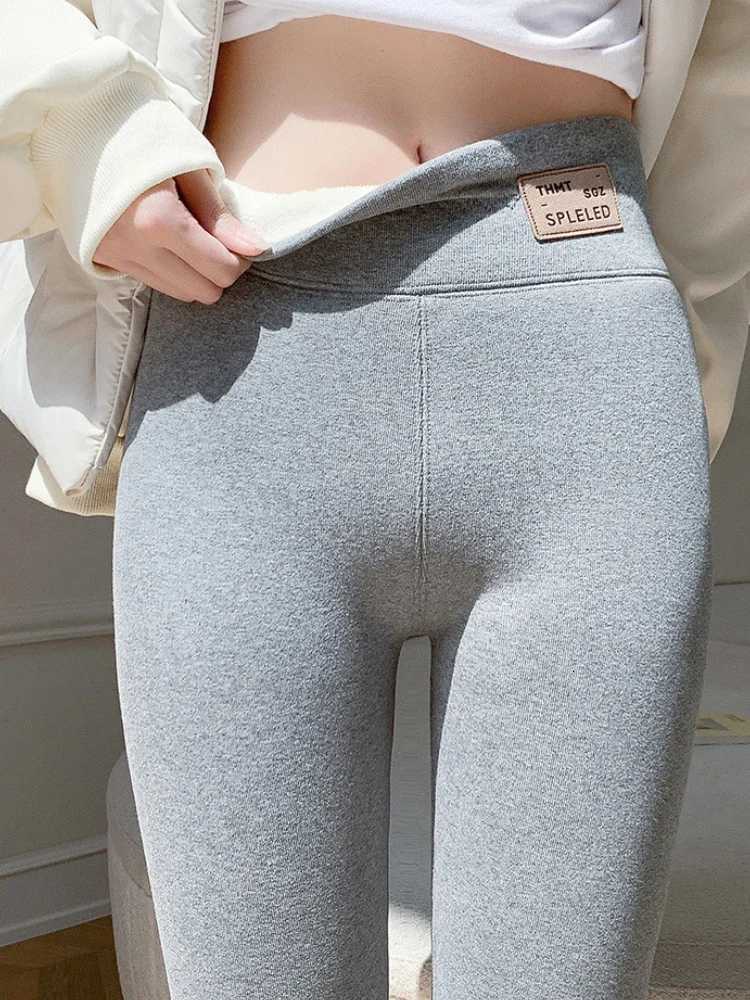 Oatmeal Lamb Wool Thickened Legging Women Autumn and Winter Cotton High Waist Leggings Thermal Velvet Warm Black Womens PantsT251023