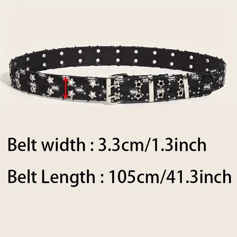 1PC New Fashion Luxury Belt Black Punk Accessories Blue Denim Girdle HipHop Y2k Star Hollowed Pin Buckle WaistbandFor Men WomenXJ251023