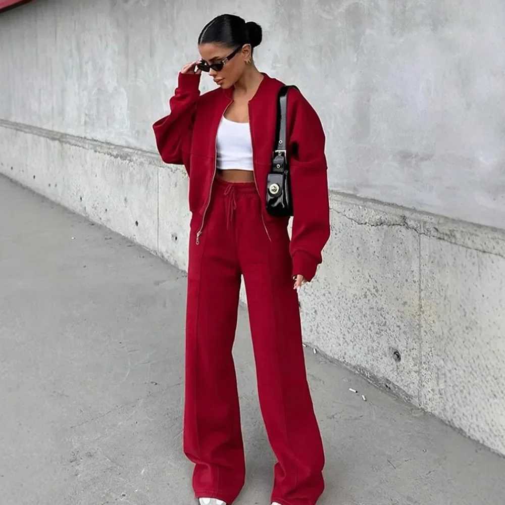 Autumn Winter Jacket Pant Two Piece Sets Women Pant Set Tracksuit Jogger Y2k Sweatshirts Sports Elastic Waist Pants Matching SetT251022