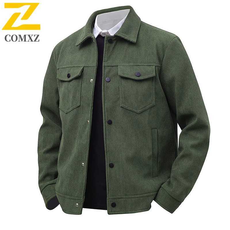 Men Corduroy Jacke Simple Style Versatile Skin Friendly Comfortable Windproof Jacket Business Casual Commuting Lapel Windbreaker W251023
