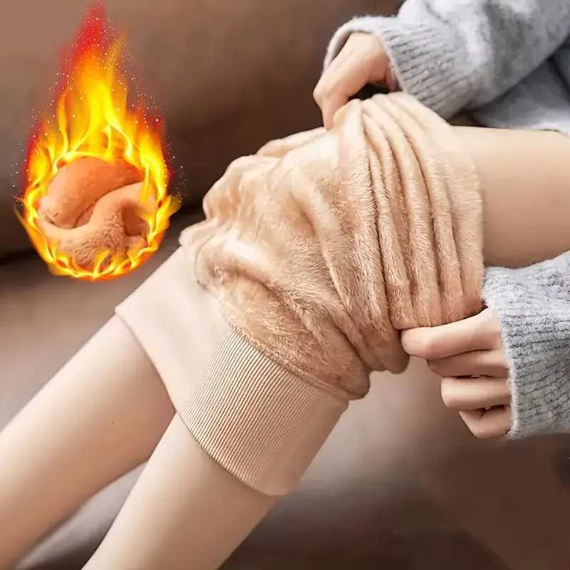 Autumn Winter Fleece Lined Pearl Velvet OvertheKnee Leggings for Women Thickened Warm Tights for Cold WeatherT251023