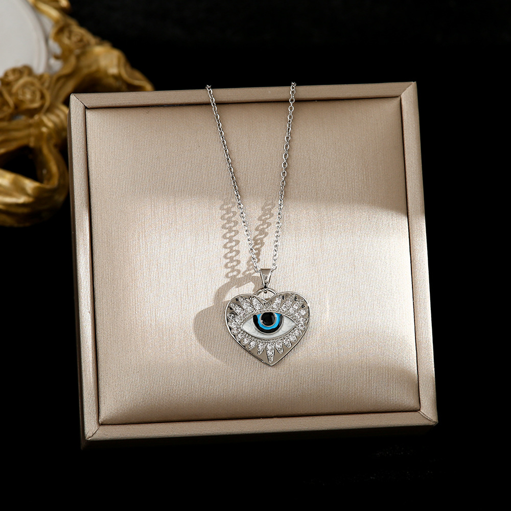 Gold necklace Personalized and trendy zircon round eye 18k gold devil's eye pendant, luxurious and high-end Halloween gift necklace for men