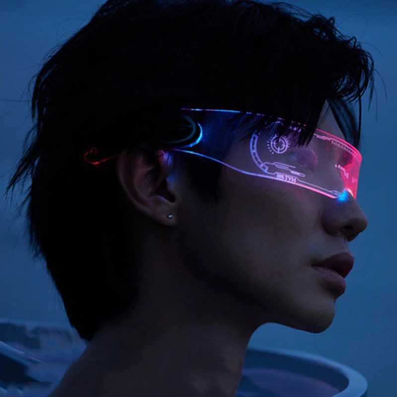 LED Luminous Cyberpunk Sunglasses Women For Men Sun Glasses Brand Designer Trend Punk Steampunk Light Up Colorful Goggles UV400W251023