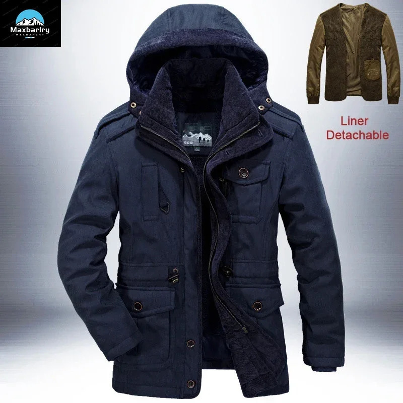 Outdoor Windbreaker Winter Jacket Men Thick Warm Mens Parkas Quality Cashmere Liner Detachable 2 in 1 Multipocket Coats L4XL 251015