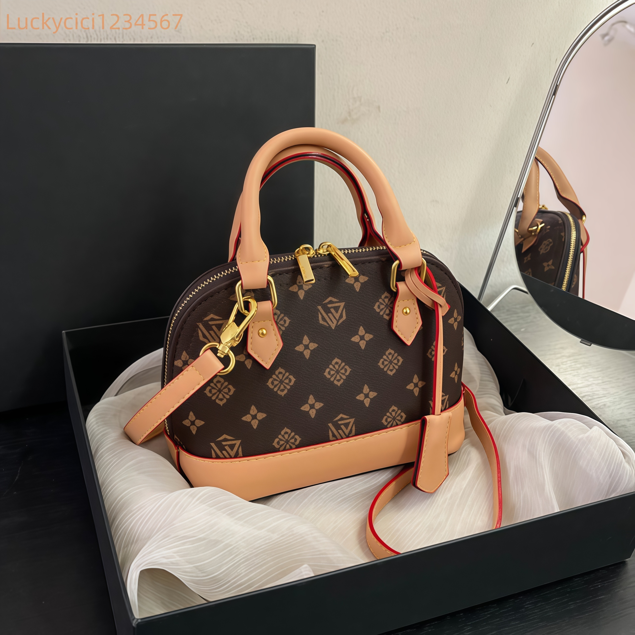 Luxury Bag Designer Bag Fashionable female Advanced printed retro light hand-held vintage flower shell new versatile and temperament crossbody bag sho
