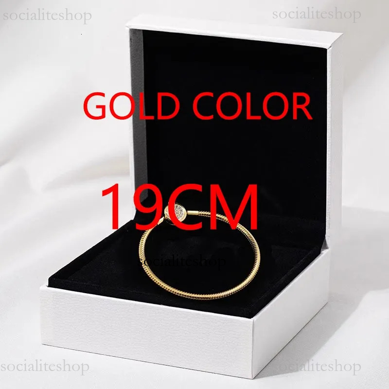 Sparkling Gold Crown O Snake Chain Bracelet Sterling Silver Charm Set Pandorabracelets Pandoracharm Women Wedding Jewelry Golden With Retail Box Aef