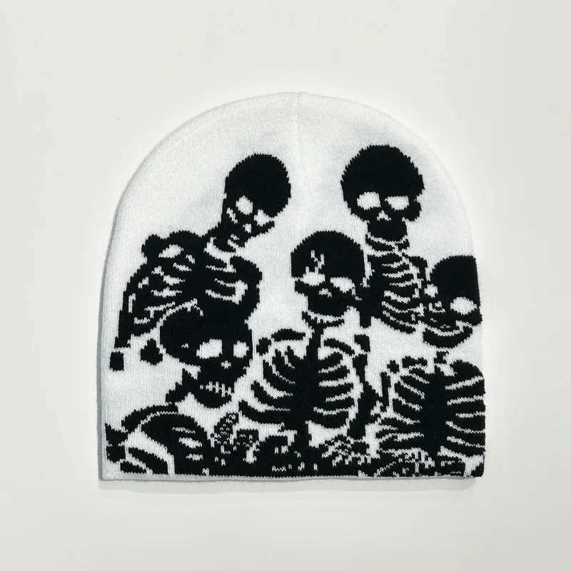 1pc Y2k Warm Beanie CapStreet Skull Skeleton Beanie Winter OutfitSuitable for HalloweenChristmaOutdoor SportsSkiing CyclingXJ251023